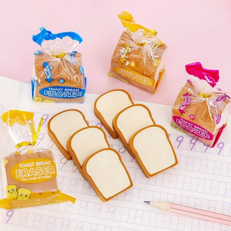 Imagem -03 - Borrachas Criativas Forma Brinde Mini Forma de Pão Kawaii Borrachas Lápis Papelaria Estudantil Prêmio para Estudantes