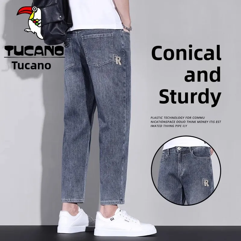 

Свободные прямые мужские джинсы Harlan, весенне-осенние новые удобные повседневные брюки TUCANO, брендовые брюки на молнии со средней талией