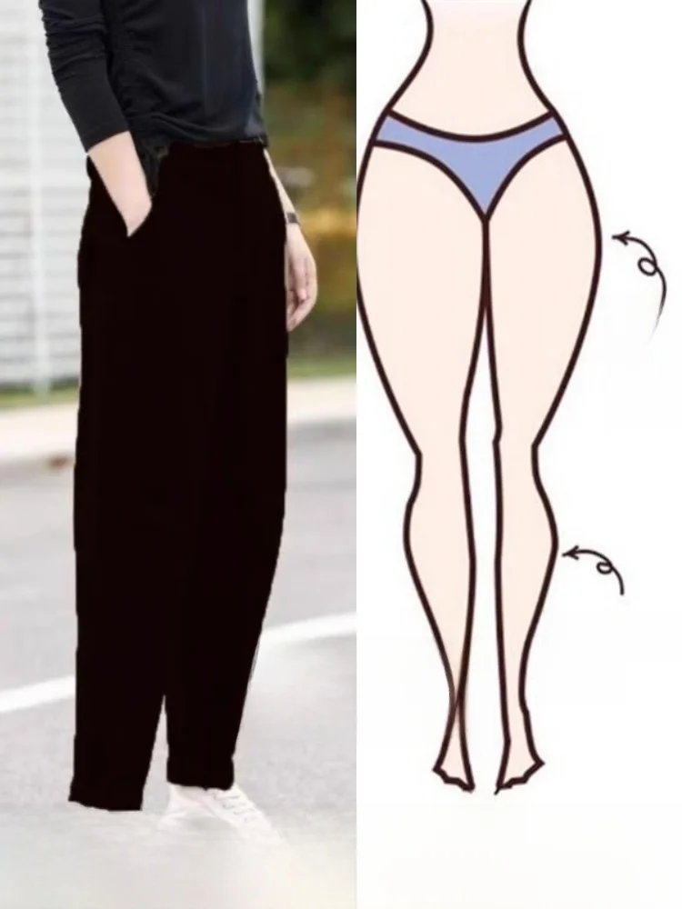 ارتفاع الخصر مستقيم الساق بنطال ذو قصة أرجل واسعة المرأة الربيع الصيف الخريف Vintage ملابس العمل بناطيل كاجوال الكورية Sle كيت التفاصيل