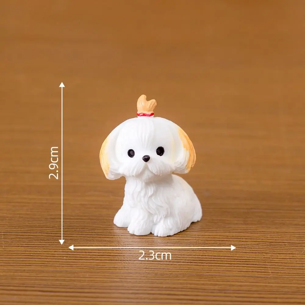 Resin Cute Dog Figurines Miniatures Realistic Cartoon Animal Figurines Funny Handmade Micro Landscape Ornaments Balcony