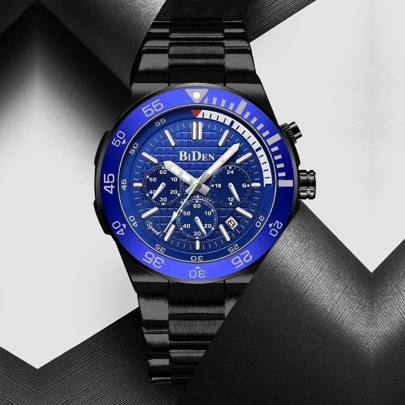 New Luxury Brand Men's Watch Waterproof Night Light Timer Watch Men's Stainless Steel Men's Quartz Watch Reroj Hombre