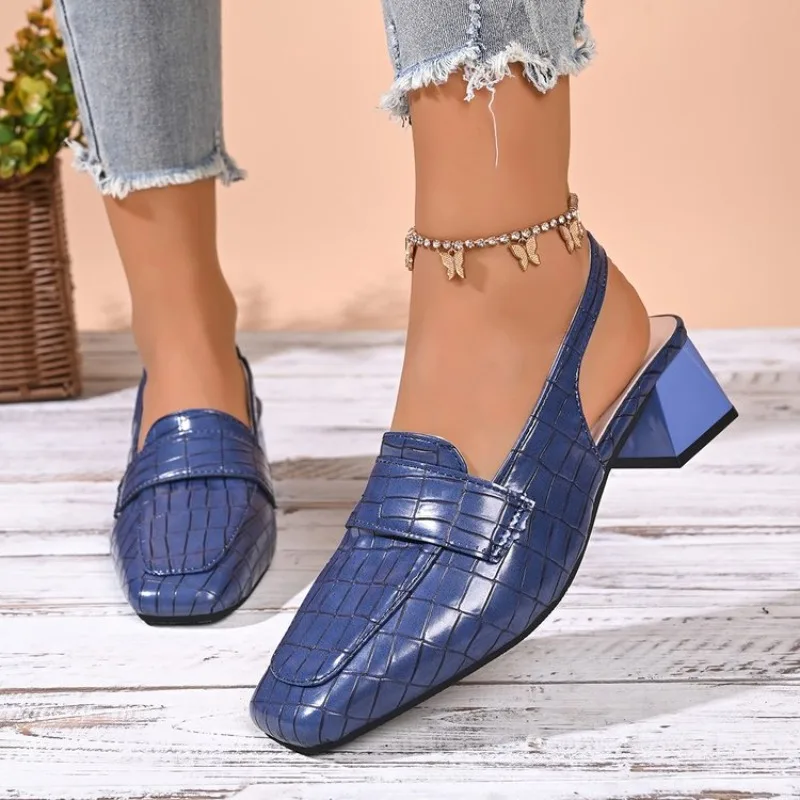 pumps slingback heel shoes women chunky heel fashion shoes footwear work party wedding women pumps view 2