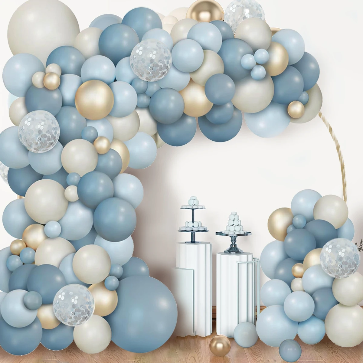 Tozlu mavi yeşil balon Garland Arch kiti için bebek duş Jungle Safari Woodland vahşi bir gelin doğum günü partisi süslemeleri