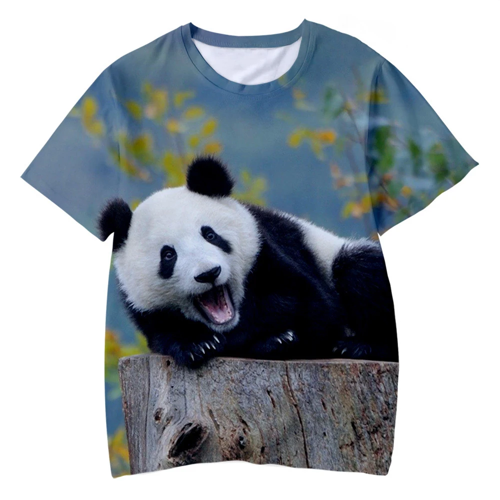 Cute Panda T-shirt Funny Animal 3D Print Men Women Short Sleeve T Shirts Streetwear Harajuku Y2K Tees Tops Unisex Kids Clothing