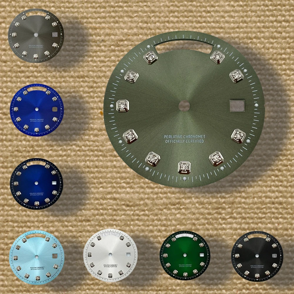 

31mm S Logo Day And Date Diamonds Dial Fit 8285 Movement Sunray High-Quality Dial Watch Modification Accessories