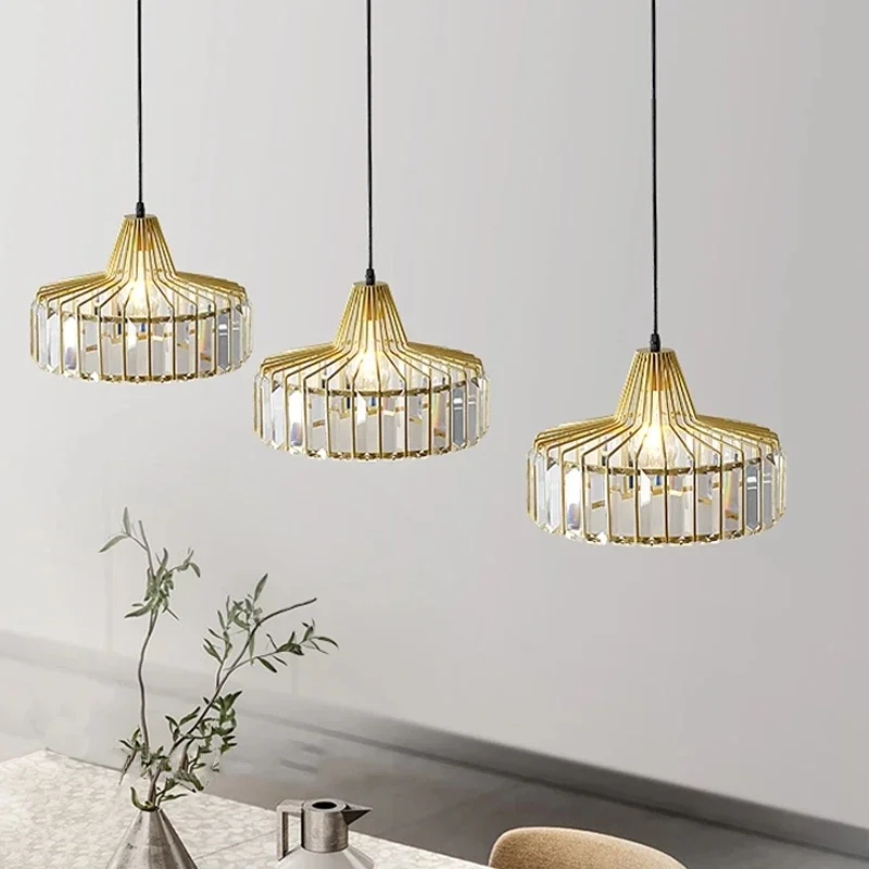 

Small LED Crystal Chandeliers Dining Room Table Gold Black Pendant Light E27 Suspension Luminaire Decoration Lamp