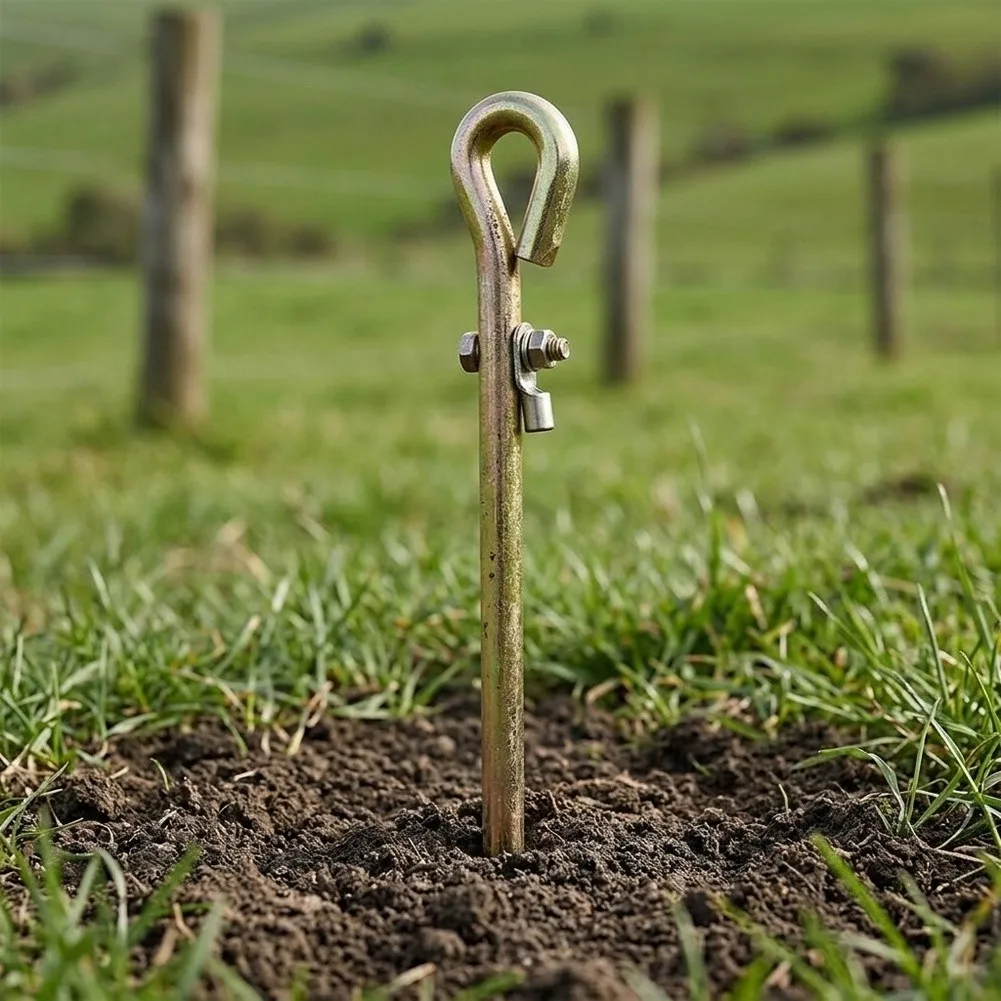Metal Ground Rod Electric Fence Grounding 45cm High Tensile Strength Ground Pin Color Zinc Finish For Resistance