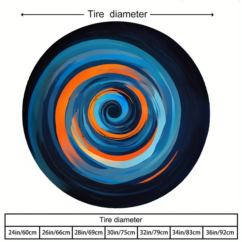 Car Tire Cover With A Swirl Nebula Pattern, Featuring High Elasticity Design For Durability. Available In Multiple Sizes, Suitab