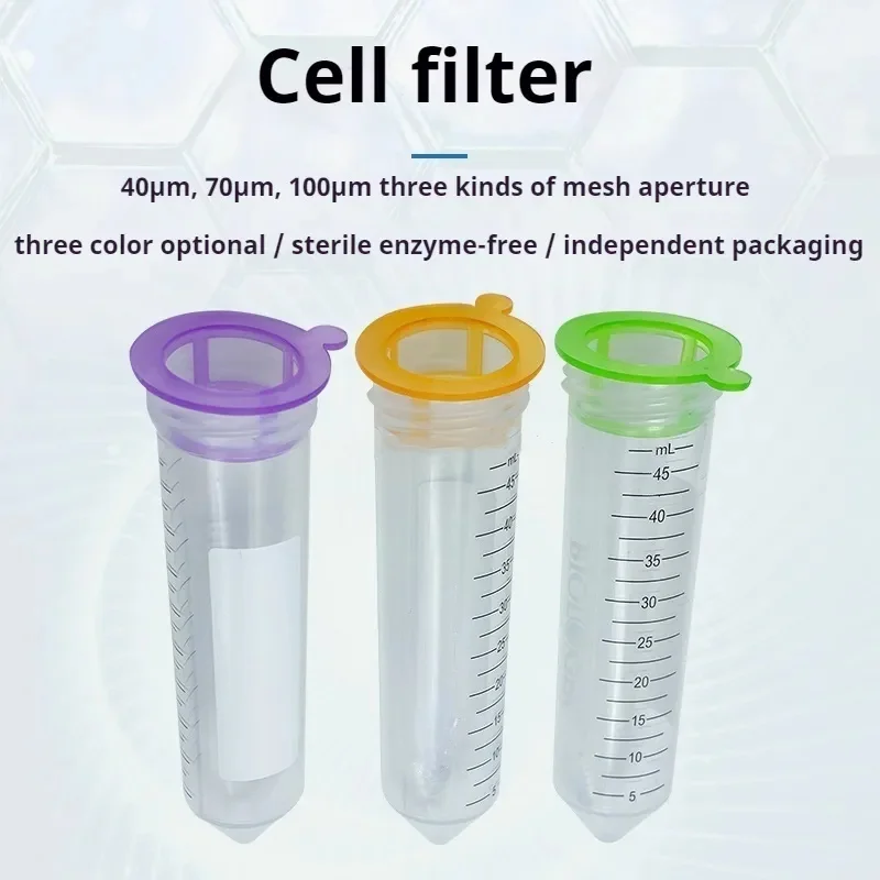 IKEME 10Pcs Cell Strainers Cell Filter Mesh Polypropylene 40/70/100um Gamma Ray Sterilizing Fillter Funnel