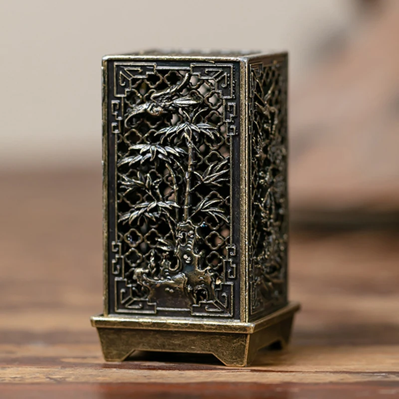 Square Vertical Incense Burner  Xiangyun Alloy Incense Holder Indoor Aromatherapy Home Ornament Chinese Plum Inense Burners