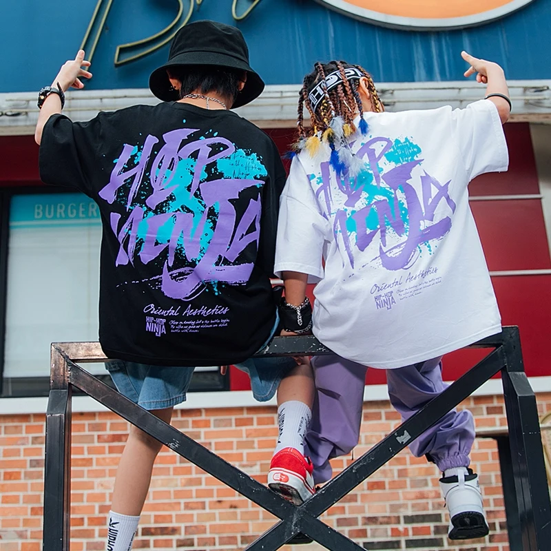 

2025 Children Hip Hop Dance Costumes For Girls Loose Short Sleeved T-Shirts Boys Modern Jazz Dance Practice Clothes DQS18778