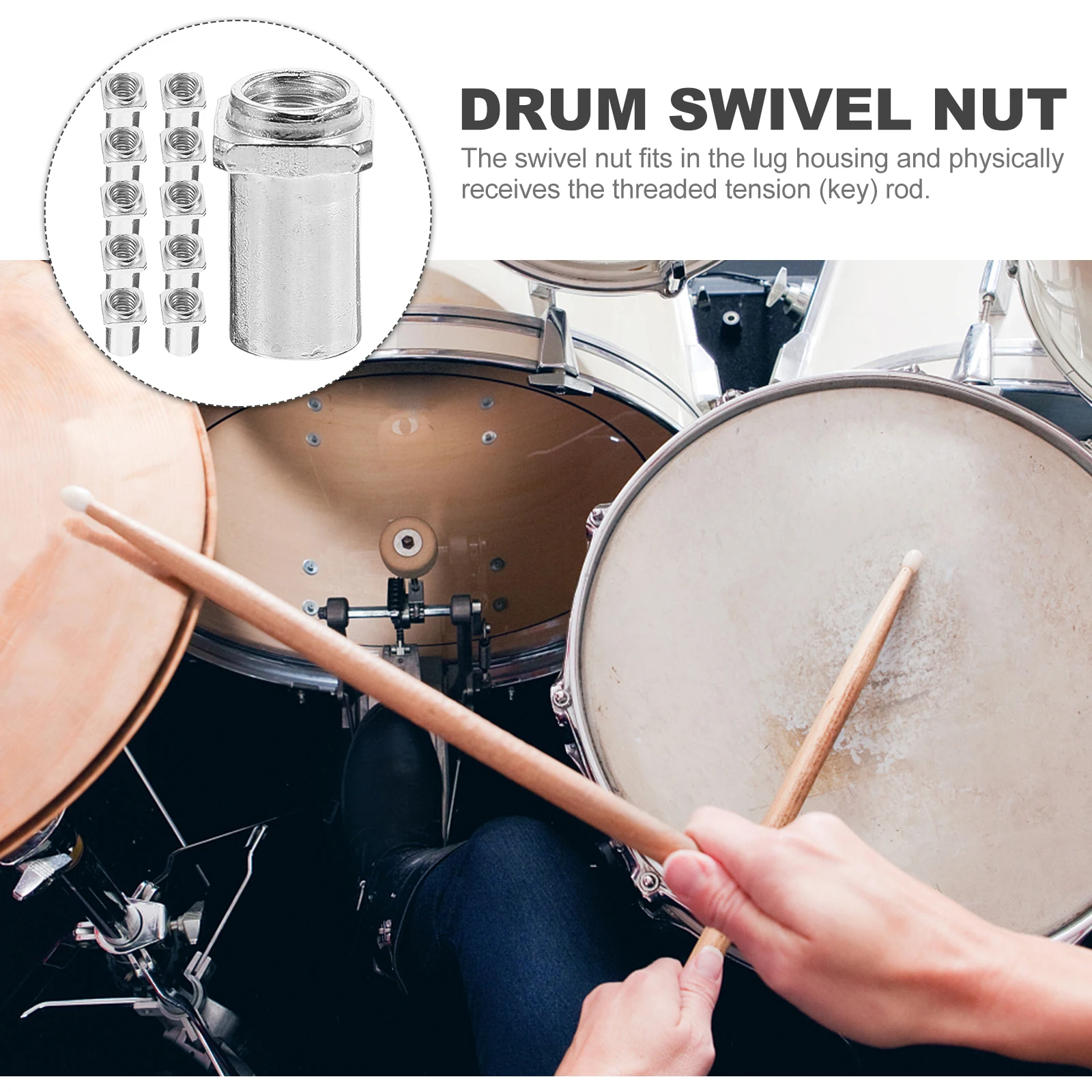 

20Pcs Swivel Nuts 6Mm Replacement for Drum Tom Lug Floor Stand Spare Parts Heavy Duty Metal Fastener Increased Friction Surface