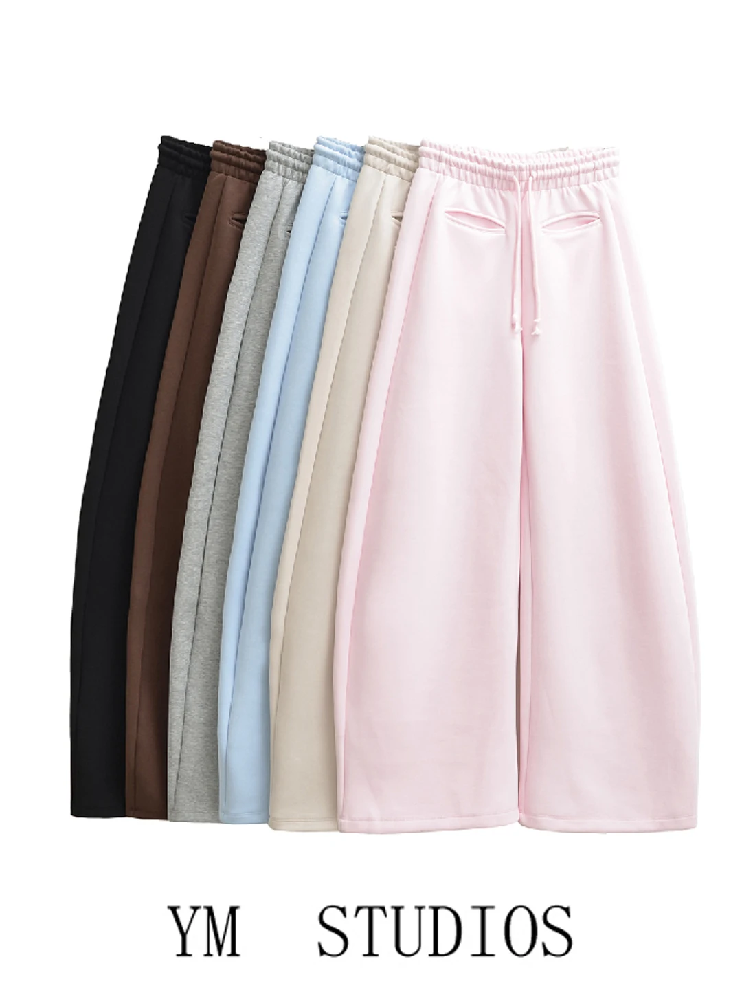 Fashionable High-Waist Air Layer Knife- Pants Women's Loose Slimming Double-Eyelid Elastic Waist Long Trousers Casual Cotton