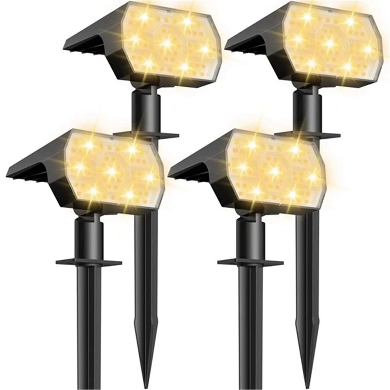 [GTS!】 For Outdoor Solar Lights 4Pcs Waterproof,56 LED, 3 Lighting Modes Solar Powered Garden Yard Spot Lights For Outside