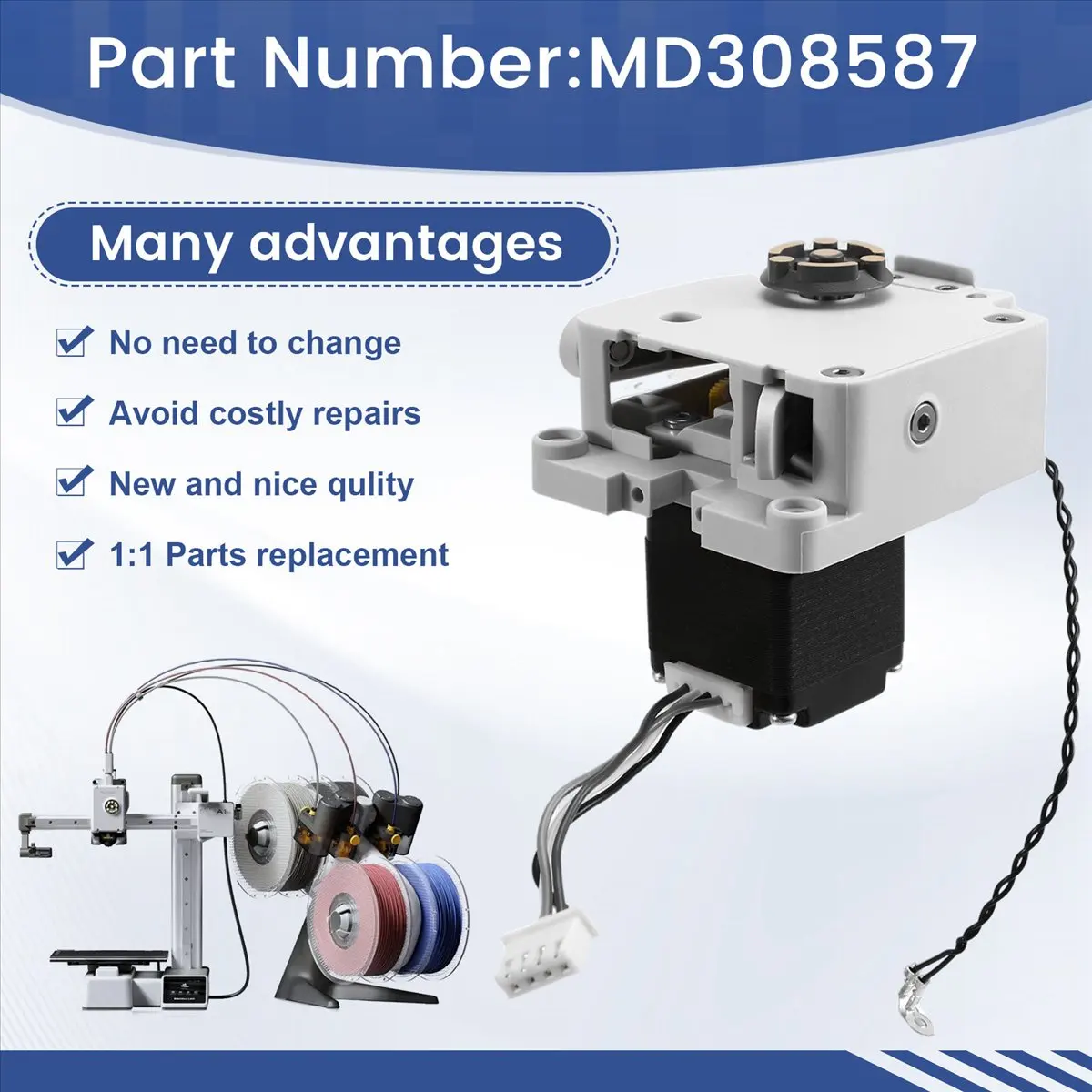 For A1 Mini Extruder Unit High , Double Gear, Hardened Steel for A1 Mini Series 3D Printers