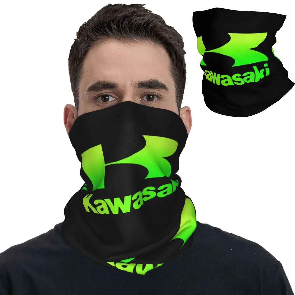 Motorcycle Racing Bandana Neck Cover Printed Kawasakied Wrap Scarf Warm Headwear Outdoor Sports Unisex Adult All Season