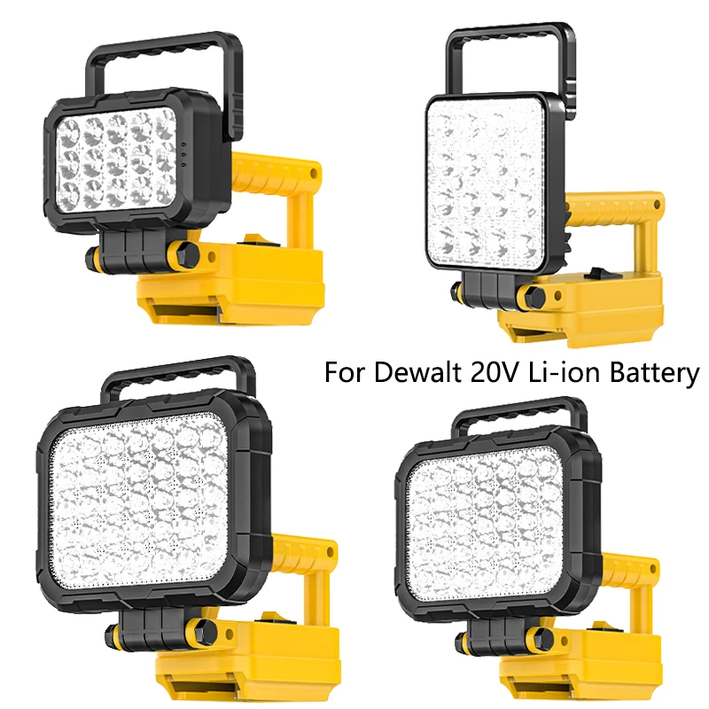 LED working lantern for Dewalt 18V 20V Li-ion battery with Dual USB ports Bright portable lamp for repair adjustment 3/4/5/8inch