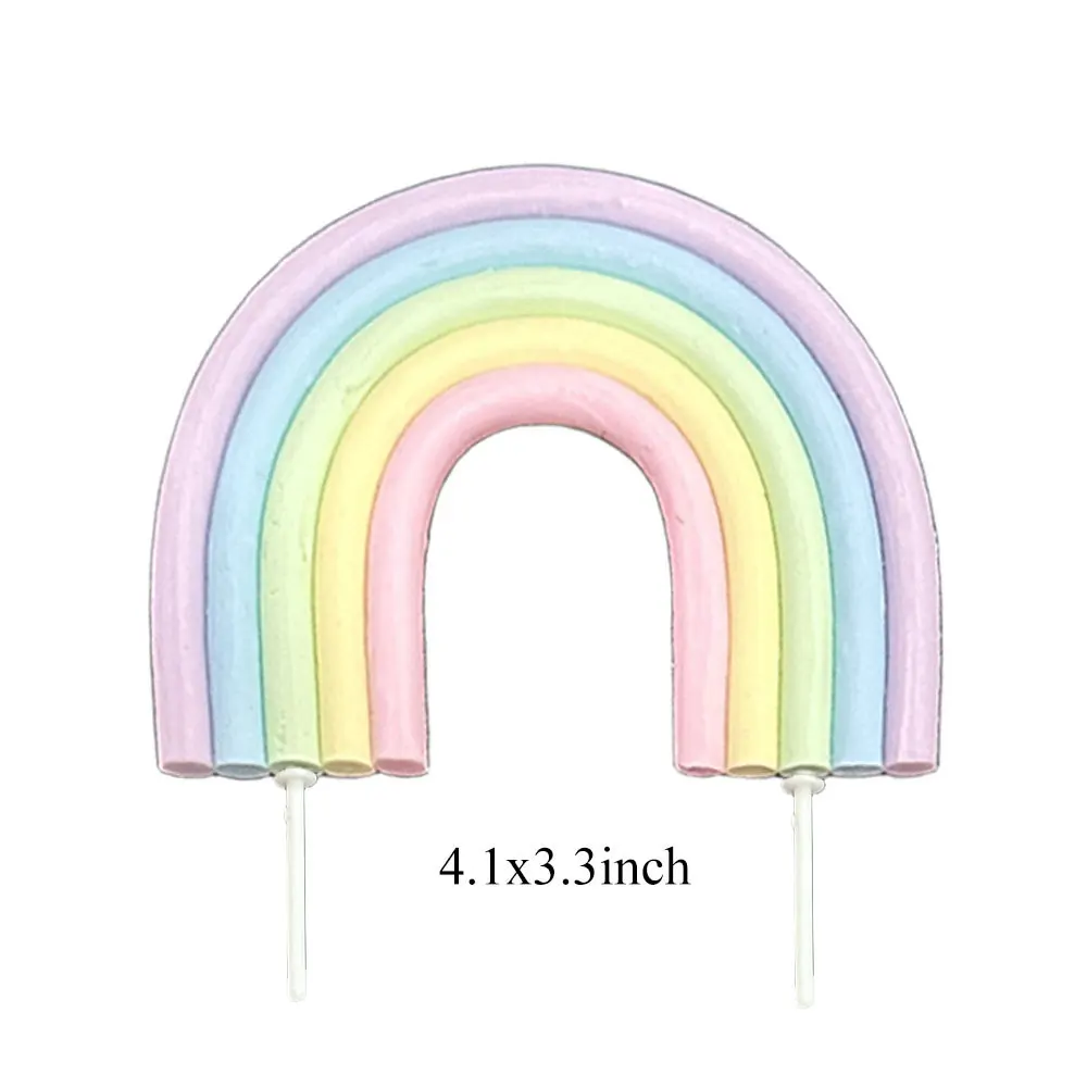 1/2 Stück Regenbogen-Kuchenaufsätze, 3 Farben, weiche Keramik, bunte Macaron-Regenbogen-Kuchendekoration für Geburtstagsfeier, Hochzeitstorte, Dekoration – Detail 7
