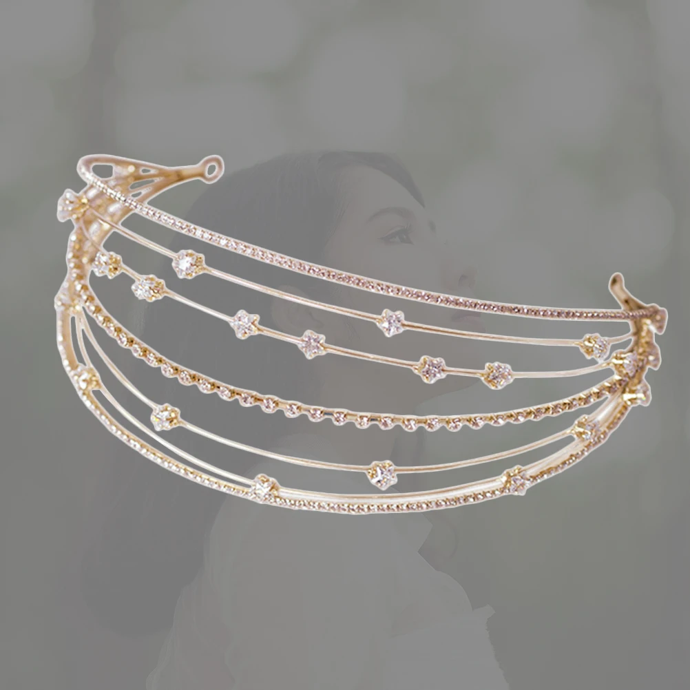 

Golden Headb Accessories Durable Wire Multi Multi Layer Headb Layer Bridal Headdress Rhinestone Decorations For Party Prom