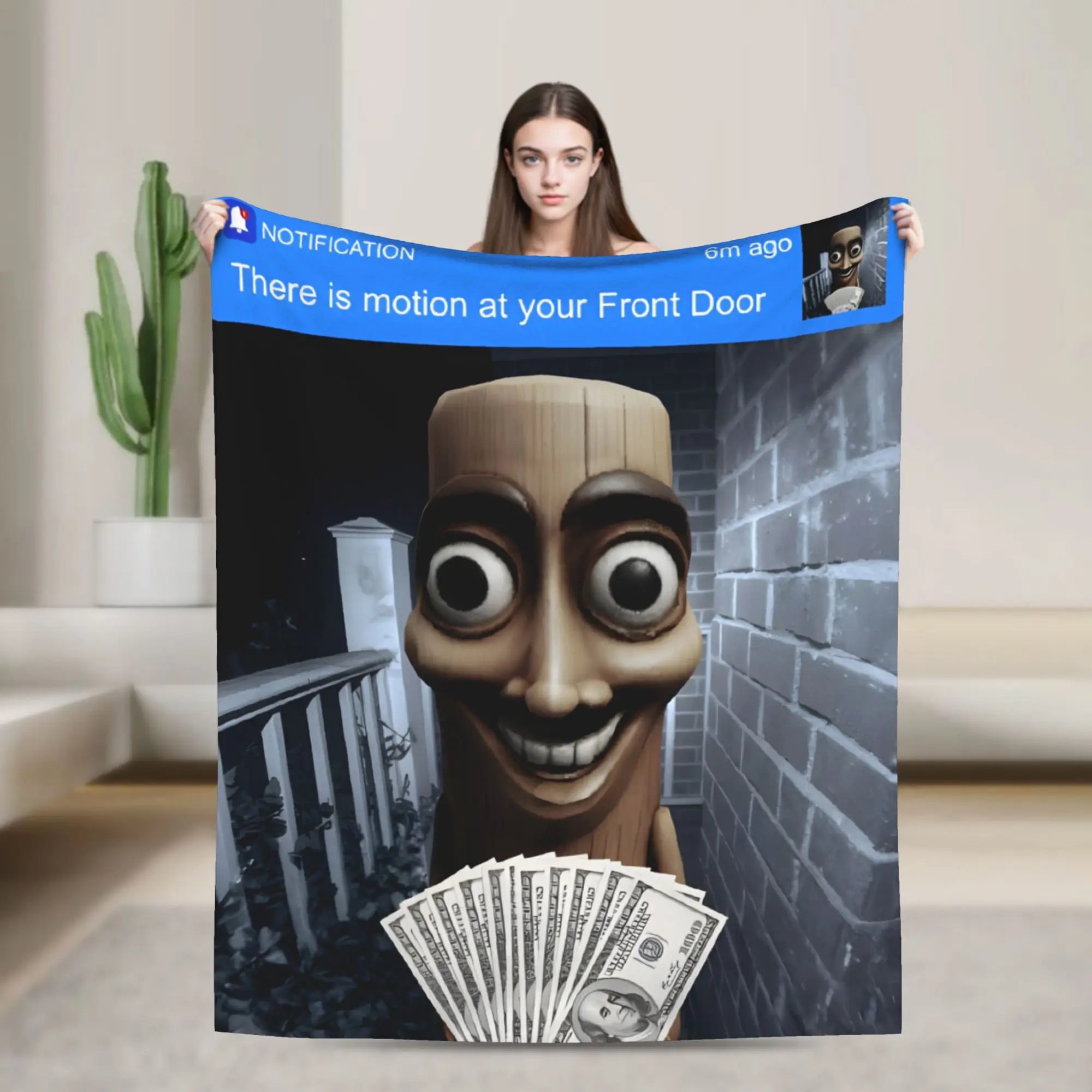 There is motion at your front door Tung tung tung sahur  Merch Blankets Soft Fleece  Throw Blanket Comfortable Quilt
