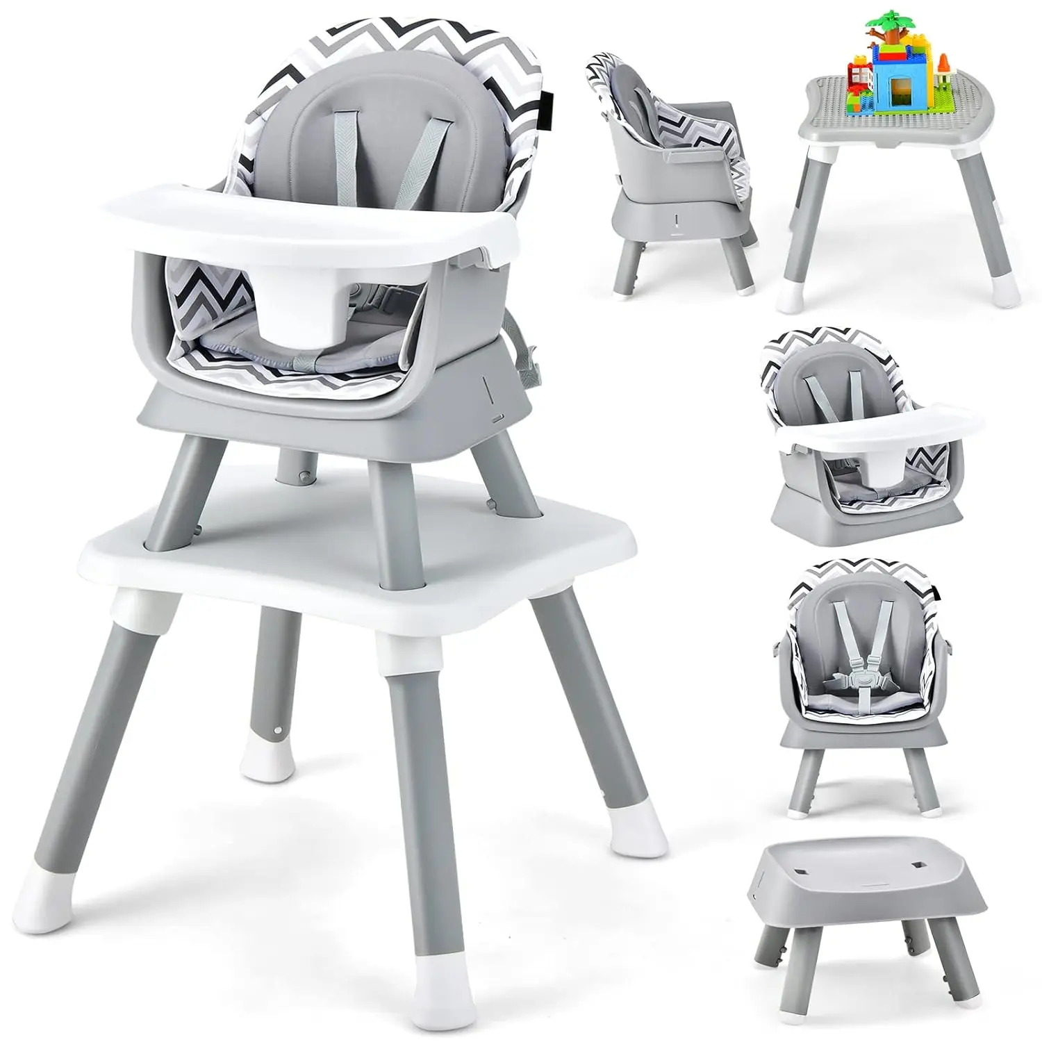 8 in 1 Baby High Chair, Convertible Highchair for Babies and Toddlers/Table and Chair Set/Building Block Table