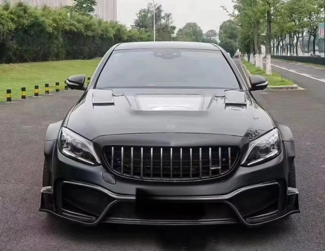 قطع غيار السيارات محرك هود C63 سيارة بونيه ألياف الكربون ل W205 2015-2021 قوانغدونغ 1 مجموعة خدمة OEM المقبولة