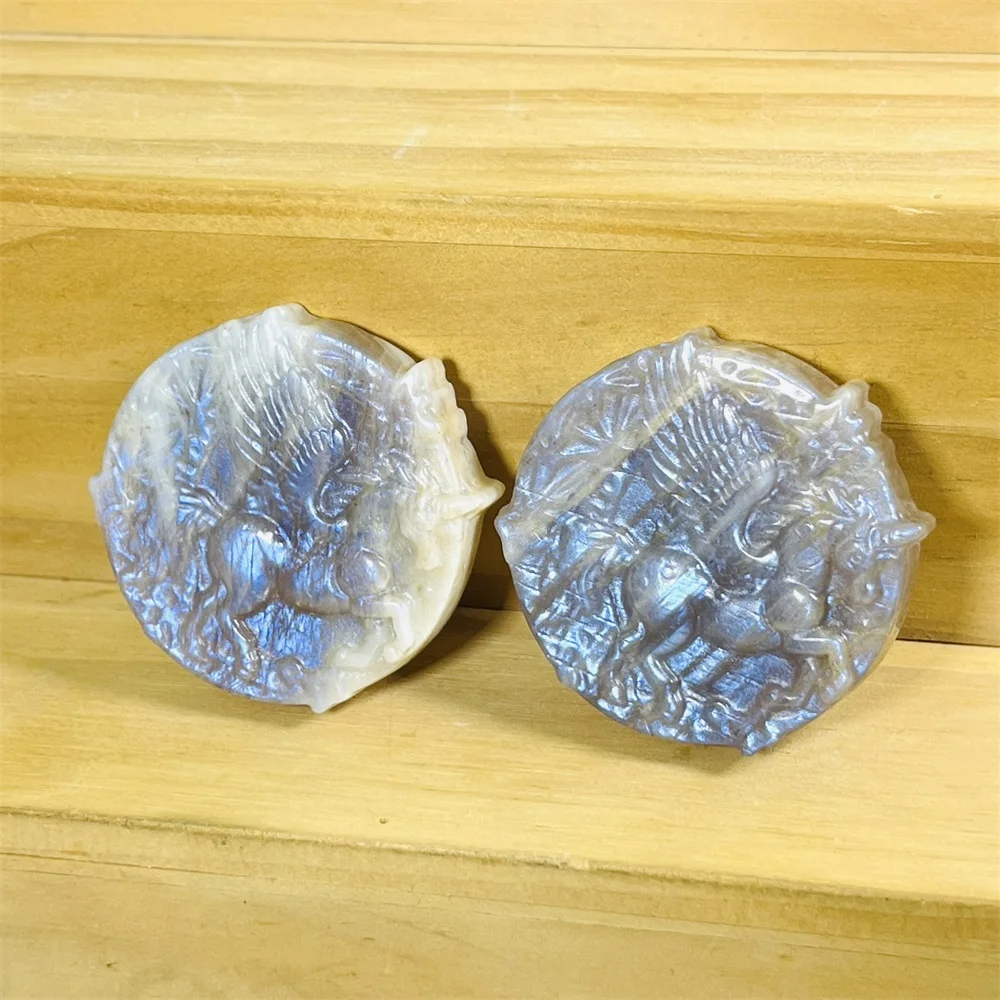 1PC Labradorite & Moonstone Unicorn Dream Wings Crystal carvings - perfect for gifts, party decorations and tabletop displays