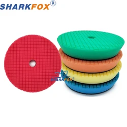 Sharkfox 5 pieces/set 5/6 Inch Grid Round Pads Sponge Buffing Polishing For DA/RO/GA Car Polisher