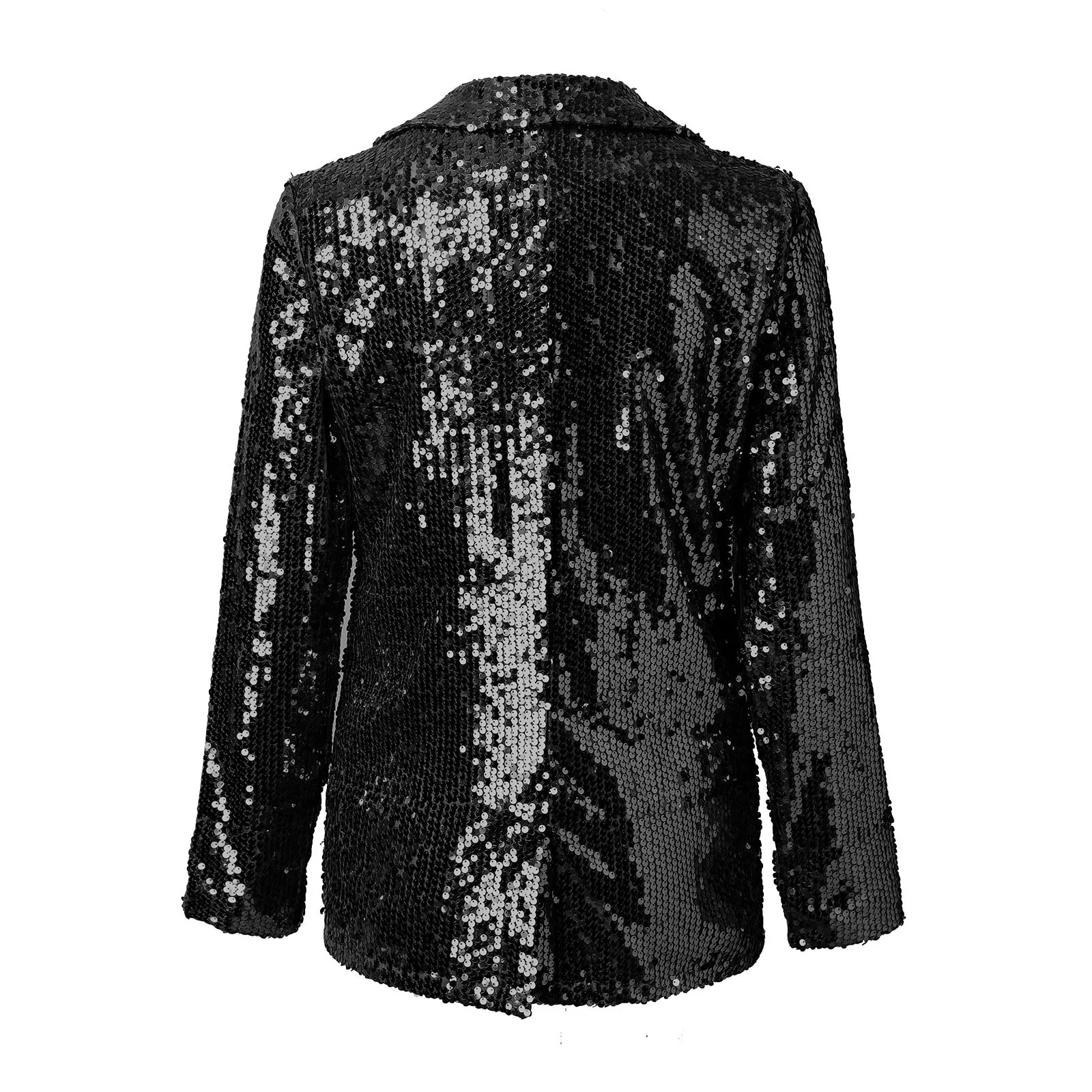 Women Shinny Sequins Blazer Casual Long Sleeve Shimmer Glitter Party Shiny Lapel Jacket Coat Fall Rave Outerwear Blazer Mujer