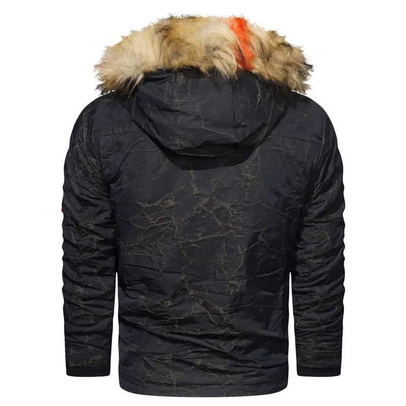 Parka invernale da uomo Giacca da uomo casual allentata addensata calda piumino di cotone Outdoor antivento collo di pelliccia capispalla con