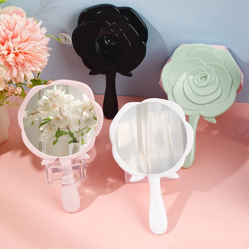 

WW factory direct sales portable mini high definition vanity mirror rose modern simple student dormitory