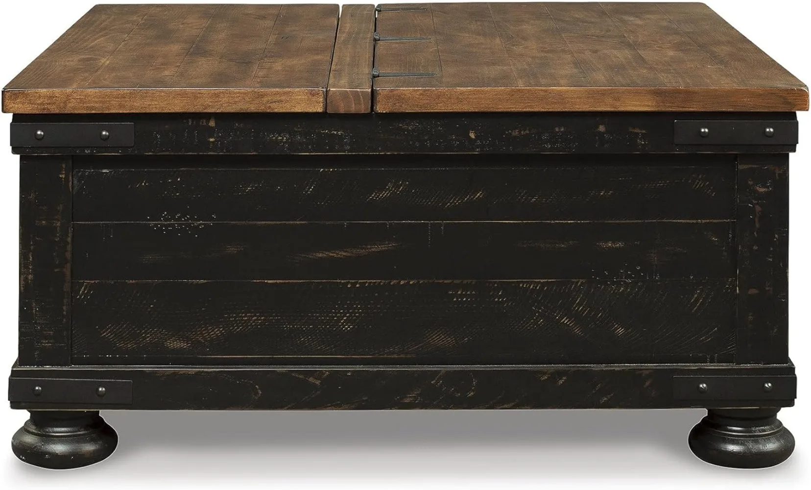 Signature Design by Ashley Valebeck Farmhouse Lift Top Coffee Table with Storage, Distressed Brown & Black Finish