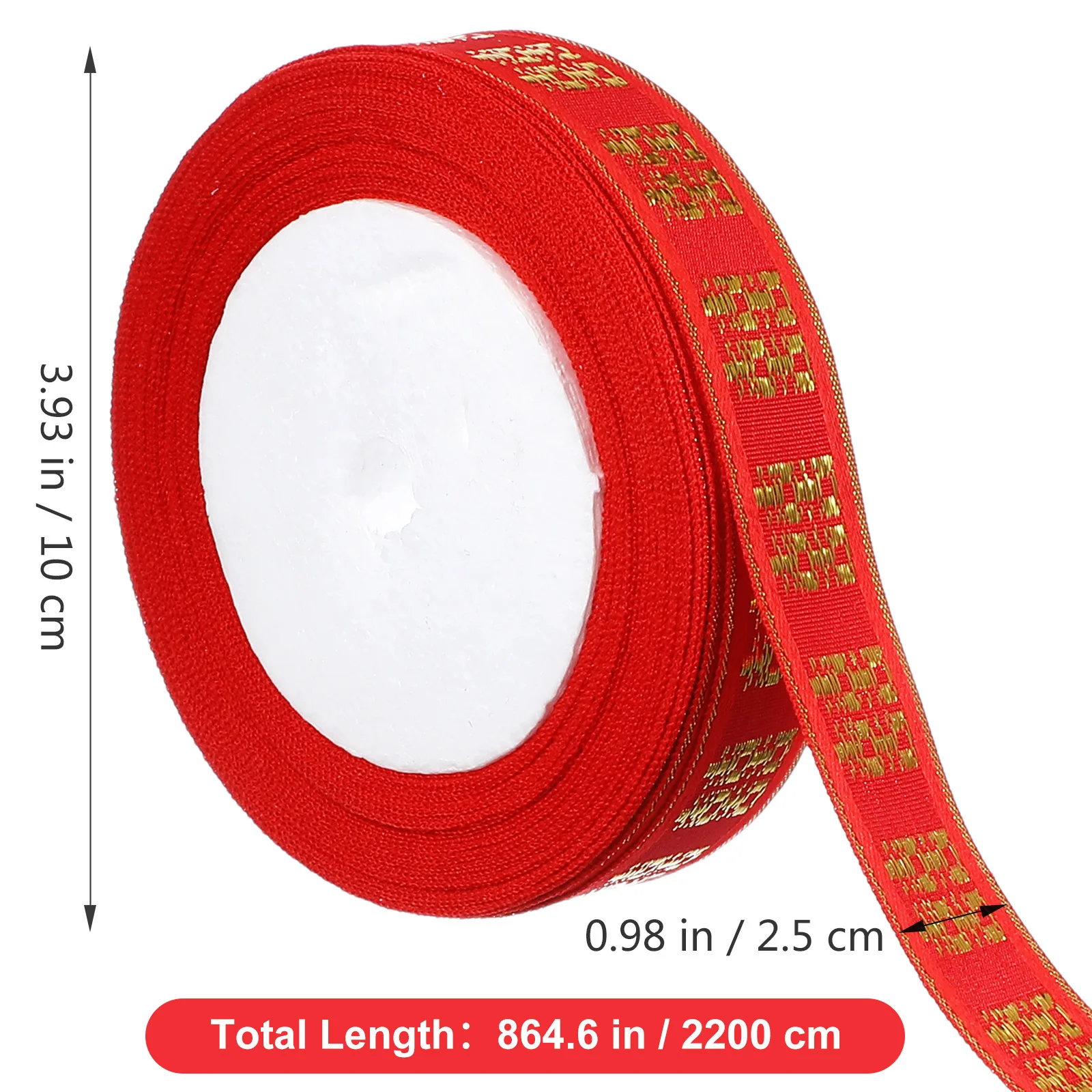 Red Satin Ribbon Chinese Character Wedding Decoration Gift Packaging Ribbon Durable Strong for Gift Wrapping Crafting