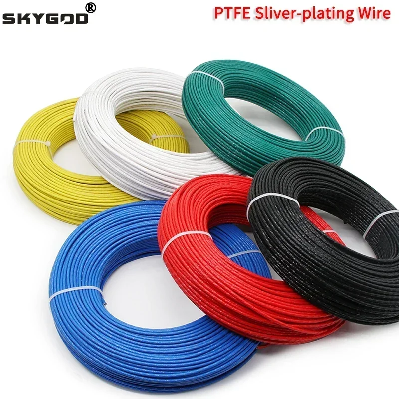 5M Silver Plated PTFE Wire High Purity OFC Copper Cable 10/11/13/14/15/18/20/22/24/26/28/30AWG HiFi Audio Speaker Headphone DIY