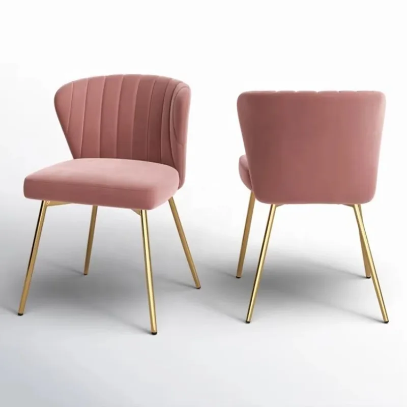 

Velvet Dining Chairs Belgian Hotel Furniture Relaxing Single Arm Chairs Sofa Gold Legs Pink Dinning Table Chairs Modern Luxury