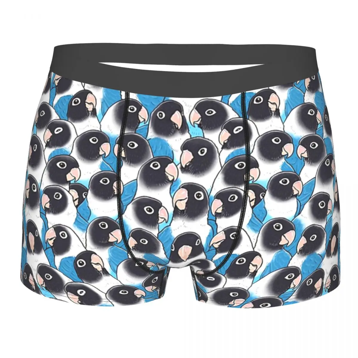 Azul preto mascarado lovebird cuecas breathbale calcinha masculina cueca impressão shorts boxer briefs