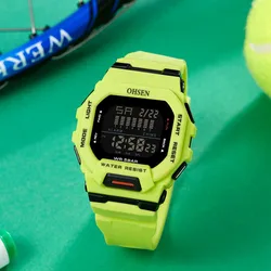 Ohsen Mannelijke Digitale Horloges Waterdichte Hombre Heren Sport Groene Polshorloges Handklokken Vrouwen Horloge Reloj Masculino Nieuwe 2024