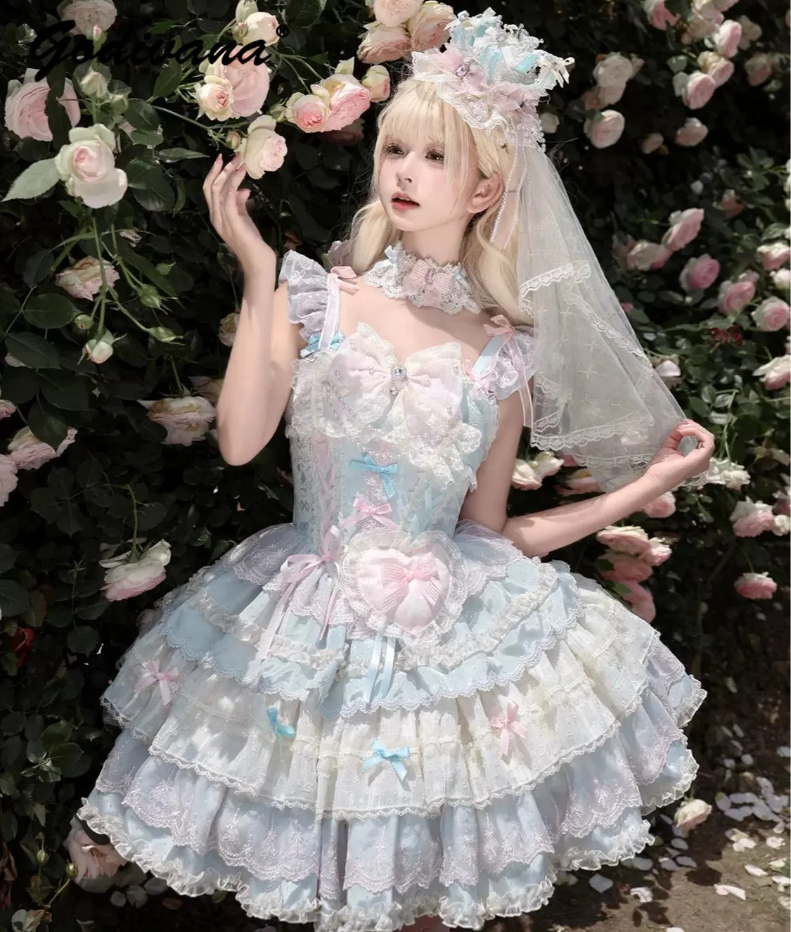 Ballet Style Girls Lolita Dress New Spring and Summer Women's Sweet Bow Multi-layer Lace Puffy Jsk Cake Dress Tutu Dresses