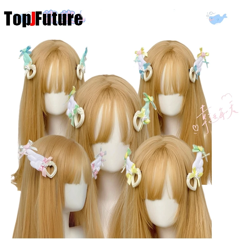 Gothic Harajuku Y2K girl Dark gothic punk subculture Angel wing Sweet and cute double ponytail clip headband hairgrips Hair clip