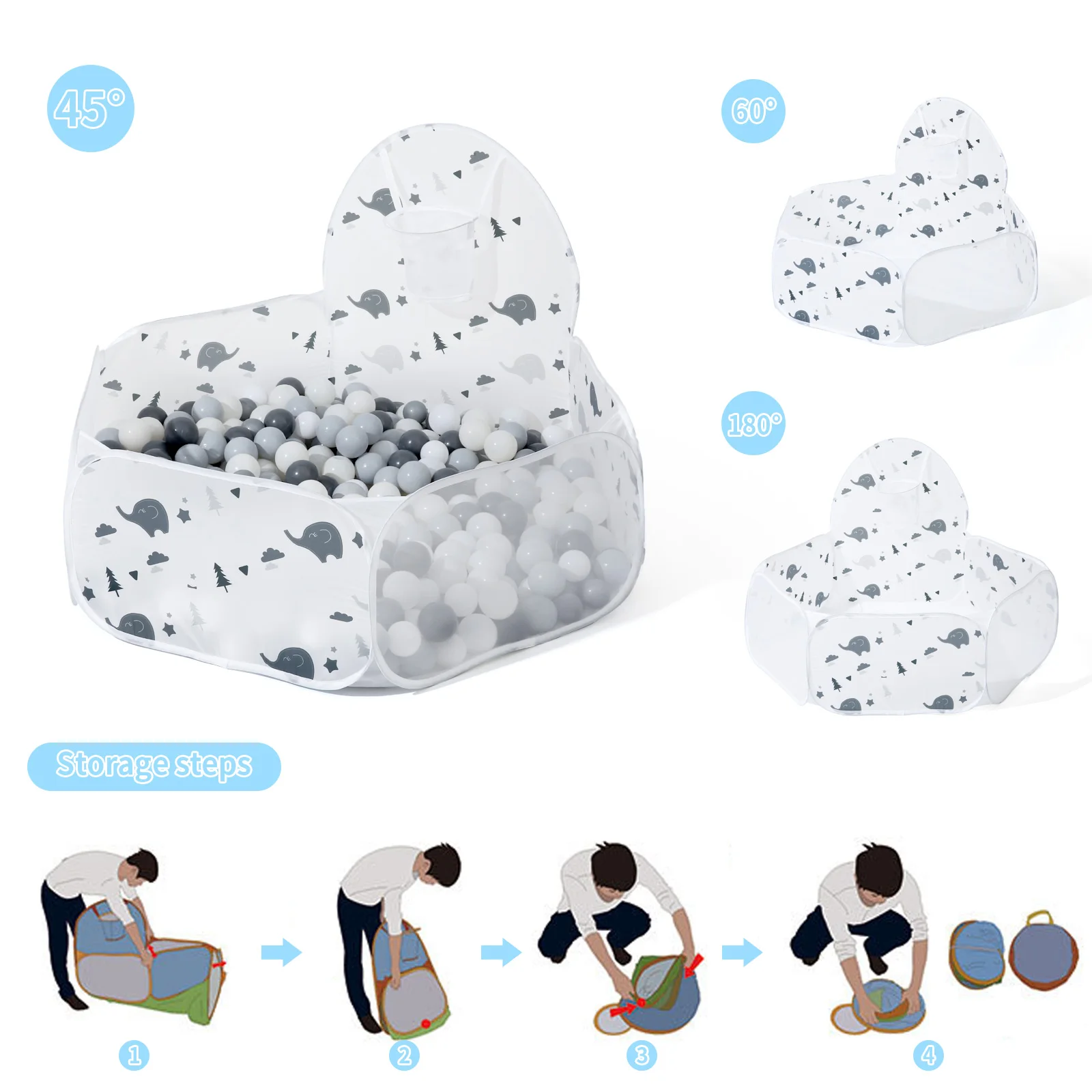 حوض سباحة قابل للطي على شكل كرة أطفال (بدون كرات) حفرة كروية أنماط متعددة متوفرة بنمط لعب الأطفال مع ألعاب داخلية على شكل طوق