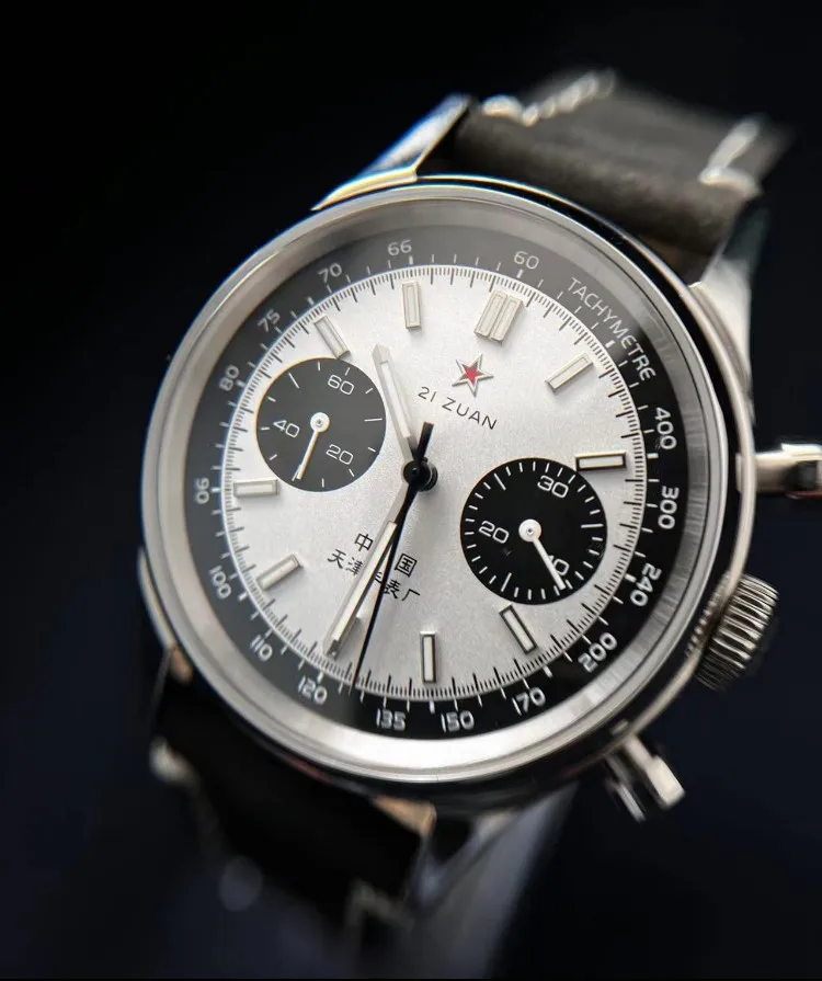 Montre chronographe SEA-GULL Panda, réédition 1963, mouvement mécanique ST19, aiguilles lumineuses, étanche, bracelet en cuir, Vinta pour homme
