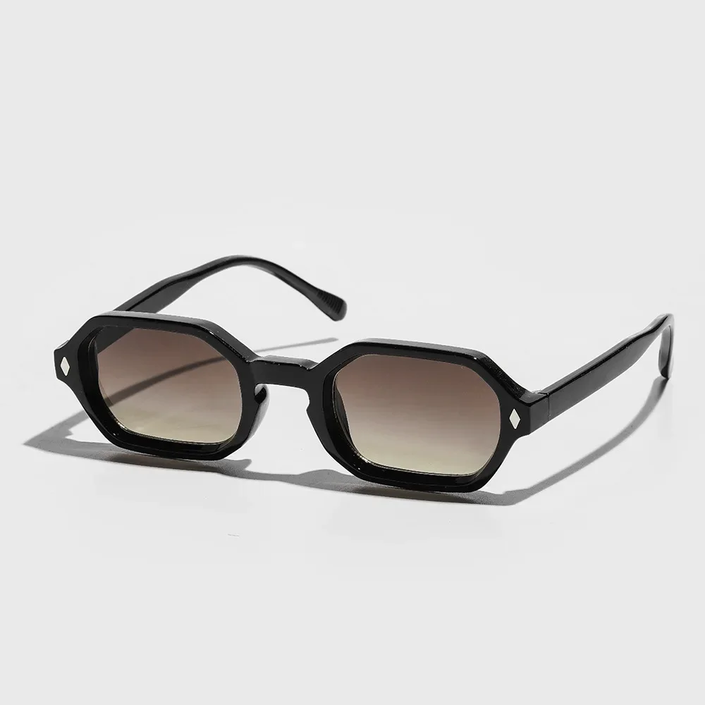 Neue Retro Kleine Polygon Rechteck Sonnenbrille Frauen Shades UV400 Mode Blau Gradienten Objektiv Männer Retro Nieten Rahmen Sonnenbrille – Detail 3