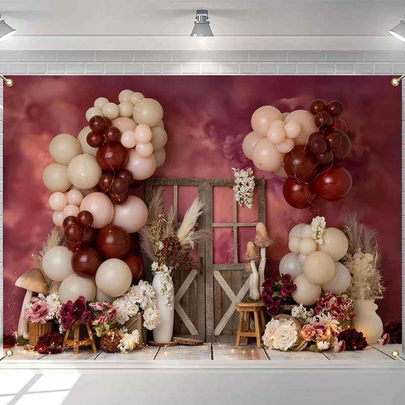 

LS Photography Background Bohe Abstract Floral Wall Balloon Decor Wedding Birthday Kids Adult Art Portrait Photo Backdrop Studio