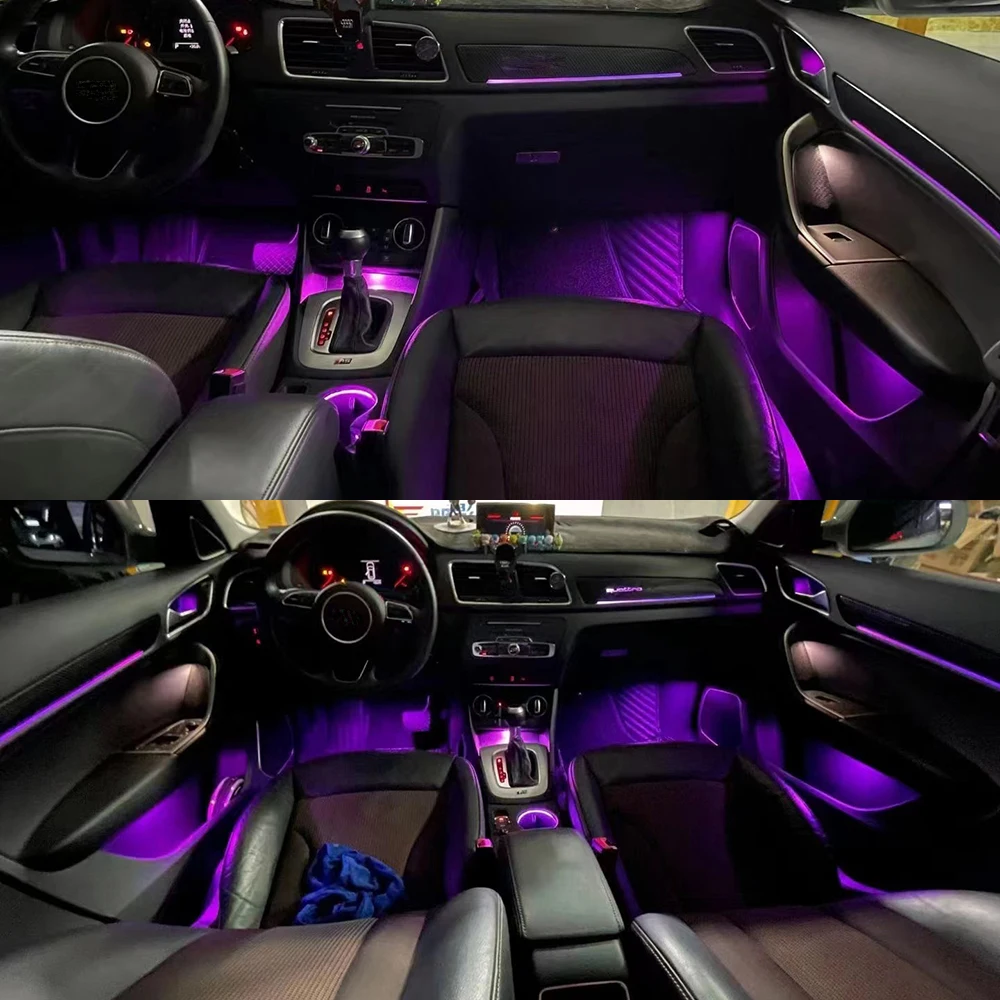 For 2013-2018 Audi Q3 21 Colors Ambient Light Set Button Control Decorative Dashboard Door LED Atmosphere Lamp illuminated Strip