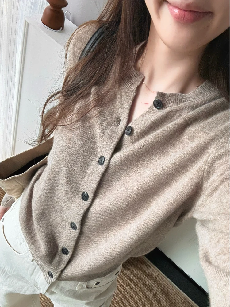 

Мягкий вязаный шерстяной свитер Nordic Face, женский круглый открытый кардиган средней длины, длинный све, обычная длина