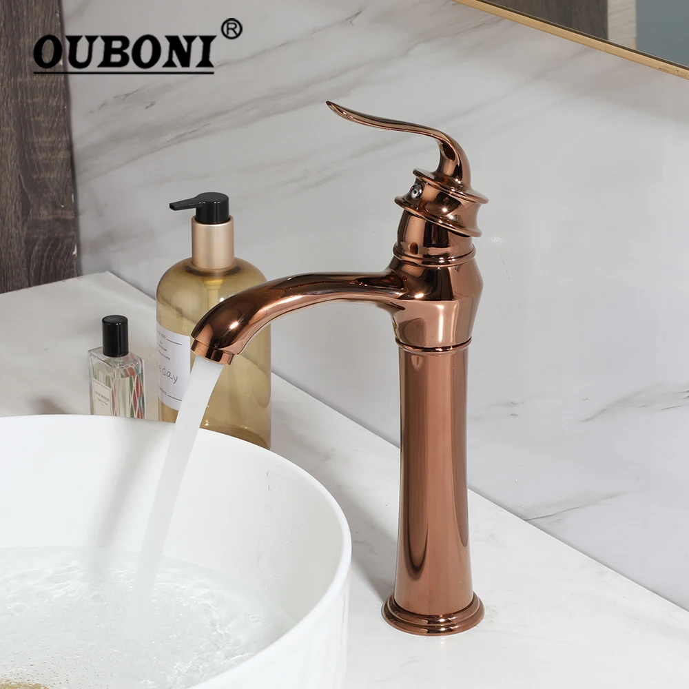 OUBONI Bathroom Sink Faucet Magic Lamp Style Faucets Solid Brass Hot Cold Mixer Taps Multiple Color Options Available