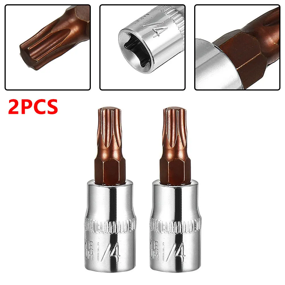 2Pcs Socket Car Parts Pratical Replacement T30 Bit Sockets Accessories High Quality New Torx Bit 1/4 Inch Drive