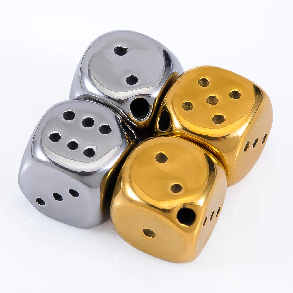 2Pcs Stainless Steel Cube Dice Beads Geometric Gold Color Loose Beads For Jewelry Making Diy Necklace Bracelet Accessories