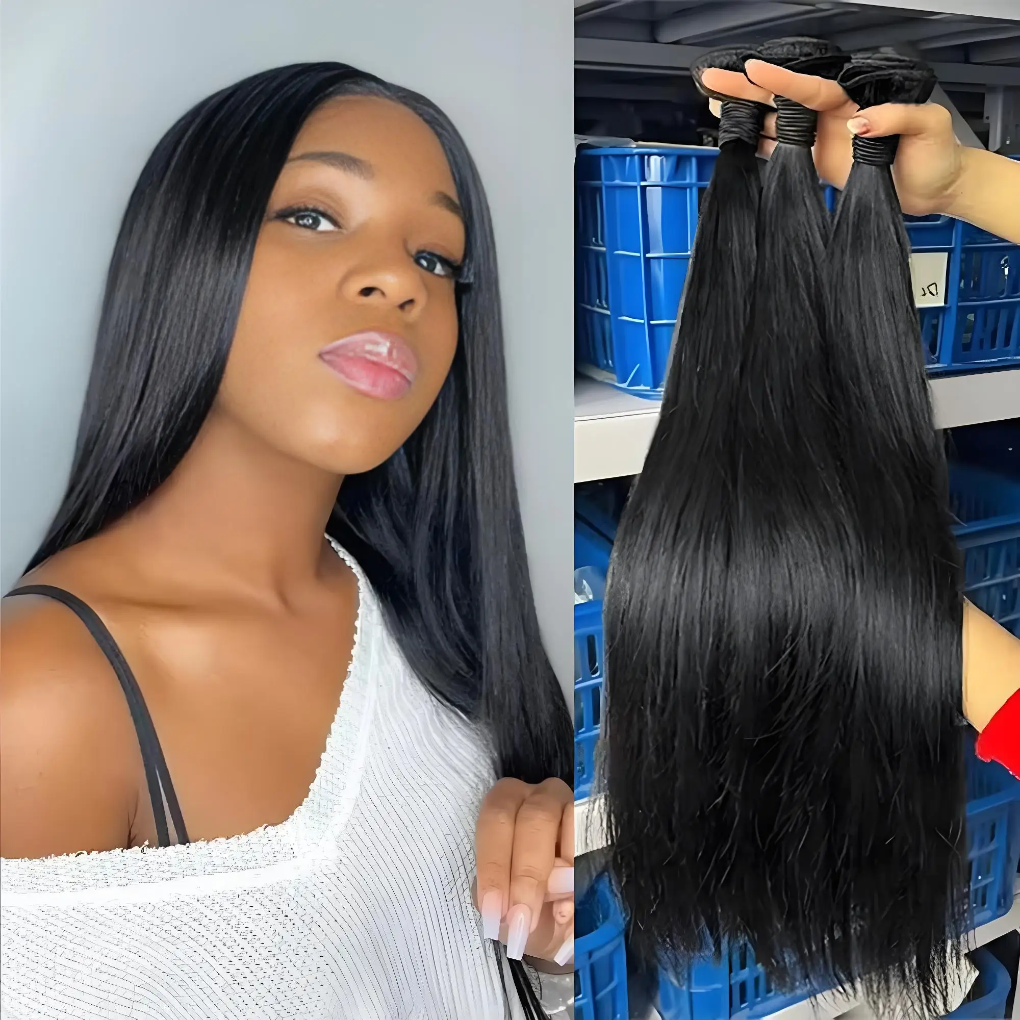 

Пучки натуральных волос 16А, 100% натуральные черные бразильские пучки человеческих волос, необработанные прямые наращивания, 1/3/4 шт. для женщин