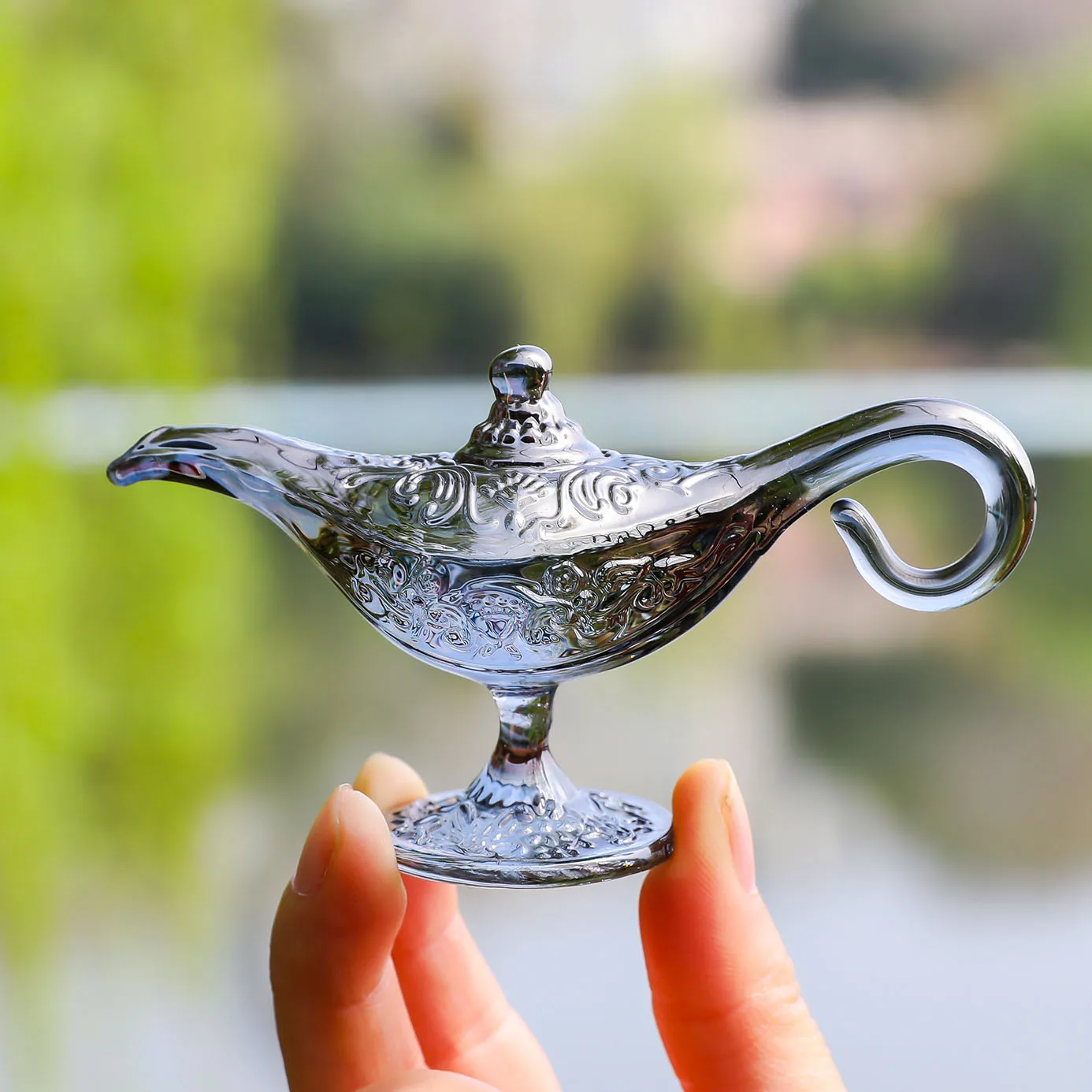 Lámpara de Aladino de Cristal, Figuras de Genio, Linterna Mágica de Cristal, Regalo para Niños, Decoración del Hogar